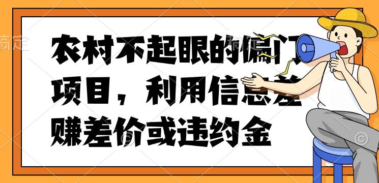 农村不起眼的偏门项目，利用信息差赚差价或违约金